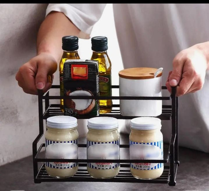 2 Tier Metal Spice Rack Organizer