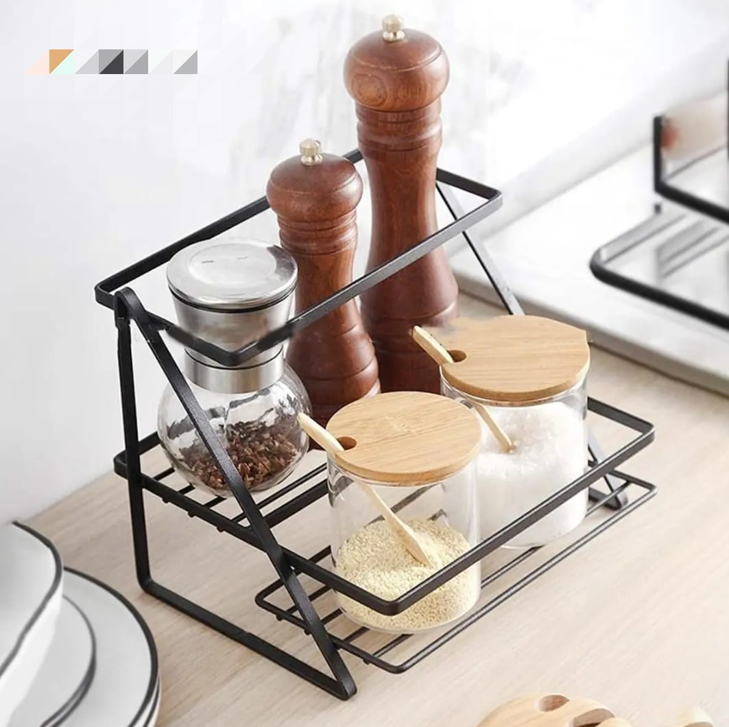 2 Tier Metal Spice Rack Organizer