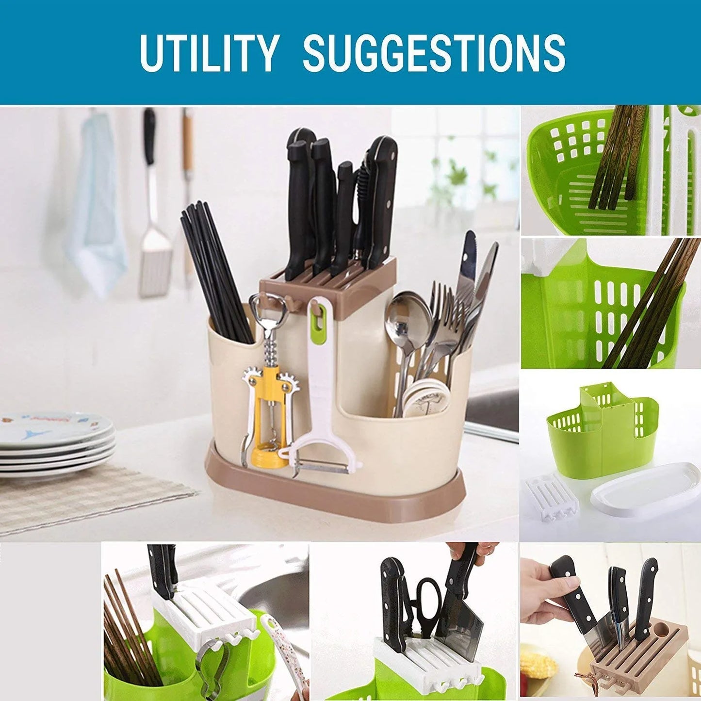 Multi-Section Kitchen Cutlery Rack